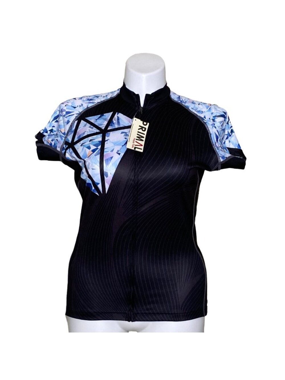 Primal NWT Cycling Jersey Shine Diamond Design Black & Blue, Women's Size XL